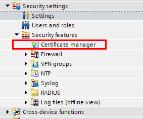 Zakładka certificate manager