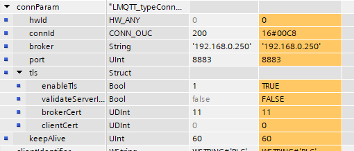 Parameteryzacja bloku LMQTT