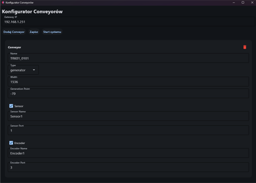 App configuration GUI window